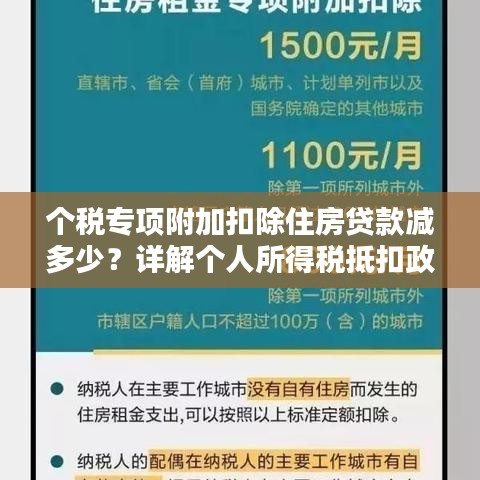 個稅專項附加扣除住房貸款減多少？詳解個人所得稅抵扣政策