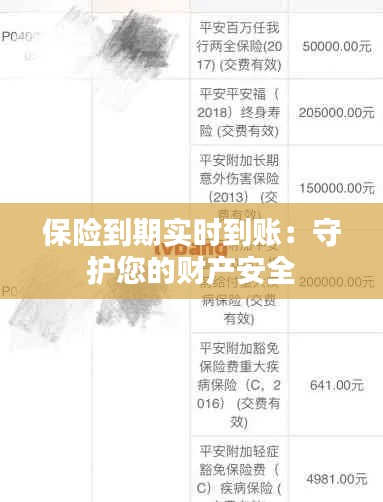 保險(xiǎn)到期實(shí)時(shí)到賬：守護(hù)您的財(cái)產(chǎn)安全