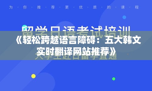 《輕松跨越語言障礙：五大韓文實(shí)時翻譯網(wǎng)站推薦》