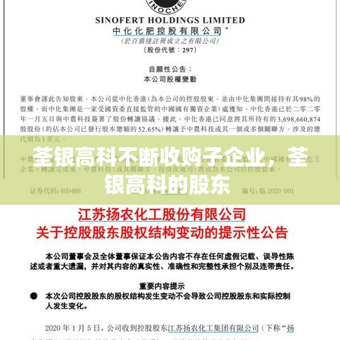 荃銀高科不斷收購子企業(yè)，荃銀高科的股東 