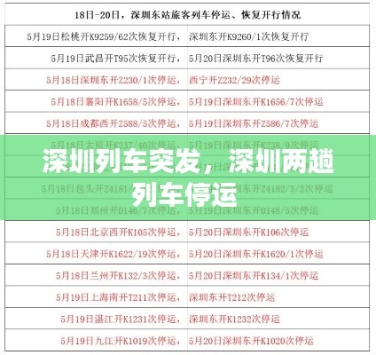 深圳列車突發(fā)，深圳兩趟列車停運 