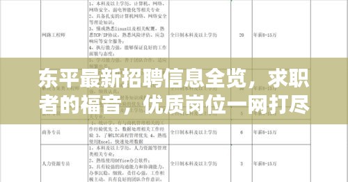 東平最新招聘信息全覽，求職者的福音，優(yōu)質(zhì)崗位一網(wǎng)打盡！