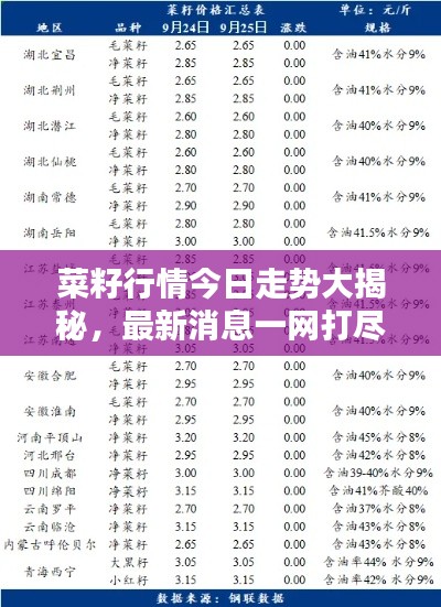 菜籽行情今日走勢(shì)大揭秘，最新消息一網(wǎng)打盡！