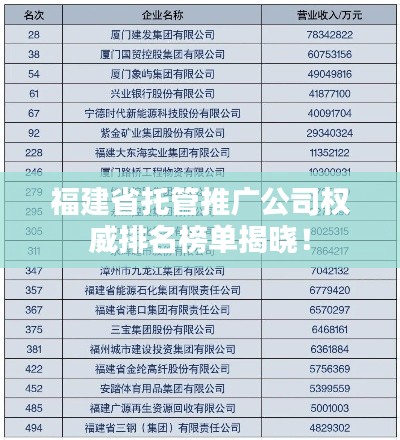 福建省托管推廣公司權威排名榜單揭曉！