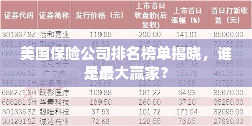 美國(guó)保險(xiǎn)公司排名榜單揭曉，誰(shuí)是最大贏家？