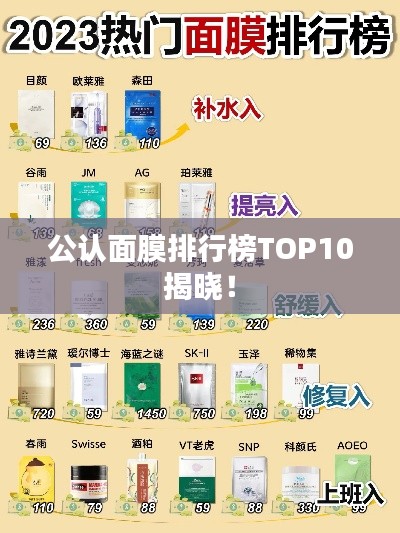 公認面膜排行榜TOP10揭曉！