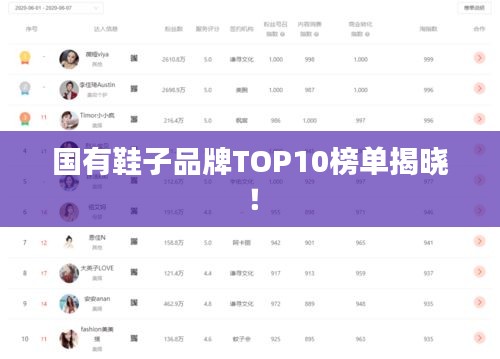 國有鞋子品牌TOP10榜單揭曉！